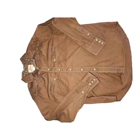 Wrangler Pearl Snap Brown White Stitch Mens 2XL Floral Embroidered - Picture 6 of 11